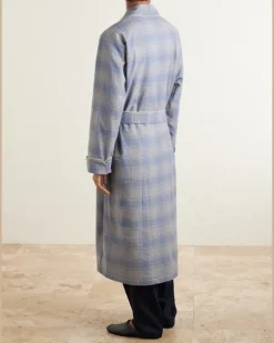 Kelburn 52 Belted Checked Cotton Robe Blue