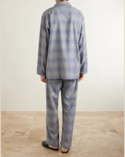 Kelburn 52 Checked Cotton Pyjama Set Blue