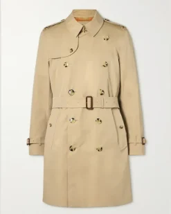 Kensington Belted Double-Breasted Cotton-Gabardine Trench Coat Neutrals