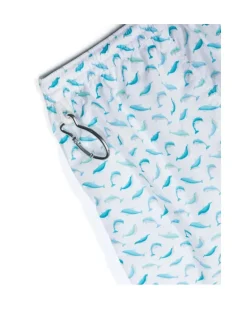 Kids' Graphic-Print Drawstring-Waistband Swim Shorts Ss24 B White