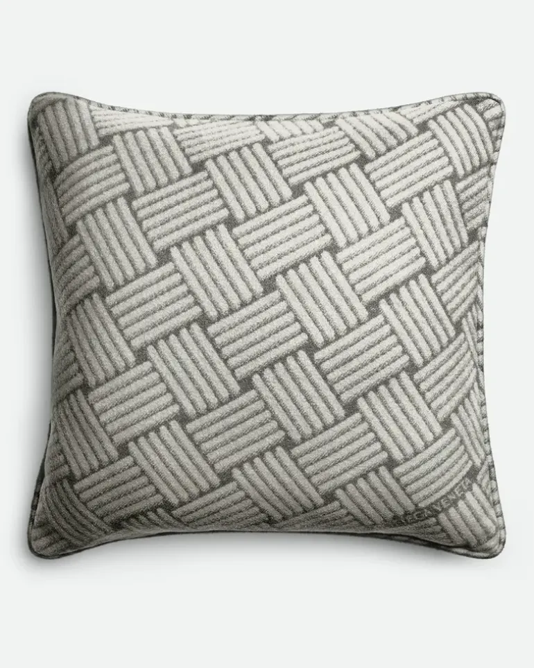 Kissen aus Kaschmir mit Intreccio Motiv-Grau & Silberfarben - Unisex