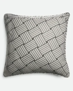 Kissen aus Kaschmir mit Intreccio Motiv-Grau & Silberfarben - Unisex
