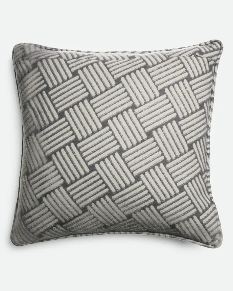 Kissen aus Kaschmir mit Intreccio Motiv-Grau & Silberfarben - Unisex