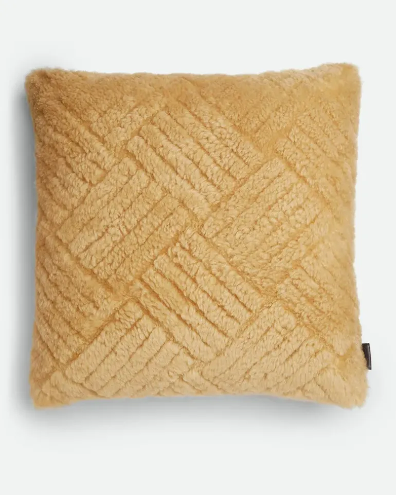 Kissen aus Shearling mit Intreccio Muster-Gelb - Unisex