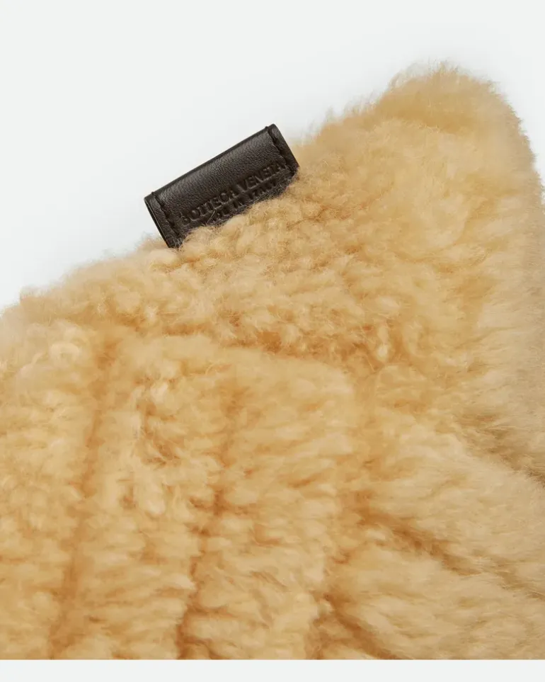 Kissen aus Shearling mit Intreccio Muster-Gelb - Unisex