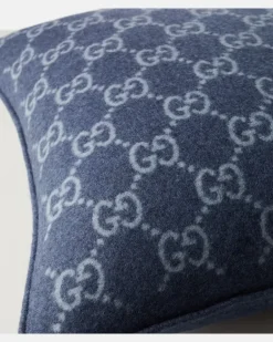 Kissen GG aus Wolle und Kaschmir Blau