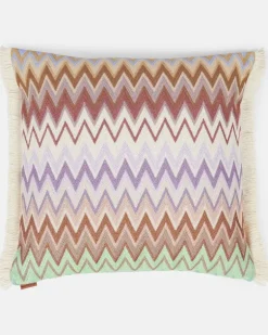 Kissen Margot Zigzag aus Häkelstrick Multicolor