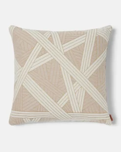 Kissen Nastri aus einem Baumwollgemisch Beige