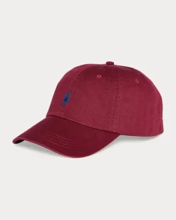Klassische Baumwollchino-Baseballkappe Red