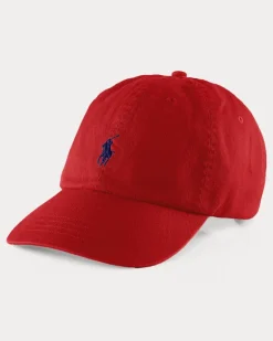 Klassische Baumwollchino-Baseballkappe Red
