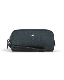 Kleine Kosmetik-Clutch aus Sartorial Leder - Tweed-Blau - Leder - MB221696 - Kulturtaschen