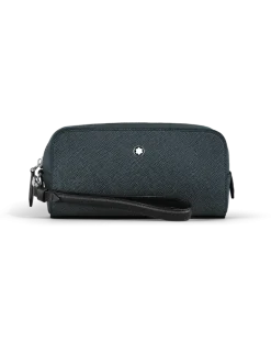 Kleine Kosmetik-Clutch aus Sartorial Leder - Tweed-Blau - Leder - MB221696 - Kulturtaschen