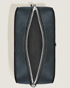 Kleine Kosmetik-Clutch aus Sartorial Leder - Tweed-Blau - Leder - MB221696 - Kulturtaschen