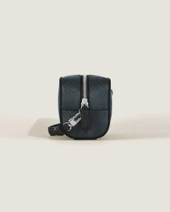 Kleine Kosmetik-Clutch aus Sartorial Leder - Tweed-Blau - Leder - MB221696 - Kulturtaschen
