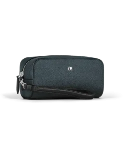 Kleine Kosmetik-Clutch aus Sartorial Leder - Tweed-Blau - Leder - MB221696 - Kulturtaschen