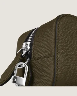 Kleine Kosmetik-Clutch aus Sartorial Leder - Khaki - Leder - MB221570 - Kulturtaschen
