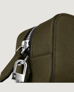 Kleine Kosmetik-Clutch aus Sartorial Leder - Khaki - Leder - MB221570 - Kulturtaschen
