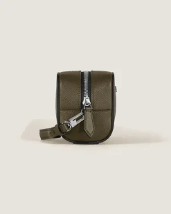 Kleine Kosmetik-Clutch aus Sartorial Leder - Khaki - Leder - MB221570 - Kulturtaschen