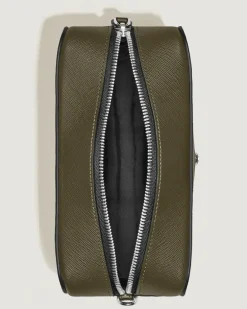 Kleine Kosmetik-Clutch aus Sartorial Leder - Khaki - Leder - MB221570 - Kulturtaschen