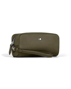 Kleine Kosmetik-Clutch aus Sartorial Leder - Khaki - Leder - MB221570 - Kulturtaschen