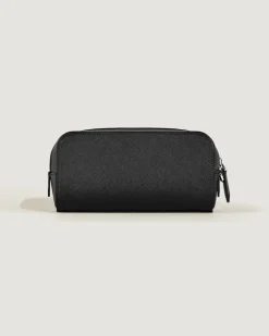 Kleine Kosmetik-Clutch aus Sartorial Leder - Schwarz - Leder - MB221572 - Kulturtaschen