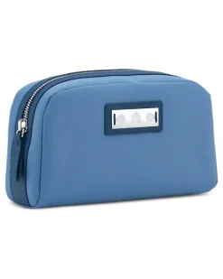 Kleine Kosmetiktasche mit Travel Pouch-Schild - Blau