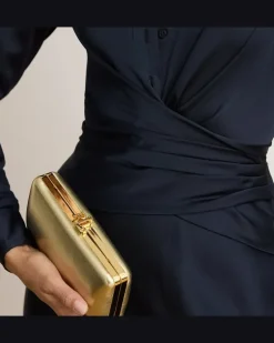 Kleine Metallic-Nappaleder-Clutch Franki Gold
