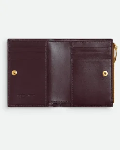 Kleines Intrecciato Bi-Fold Portemonnaie-Braun - Damen