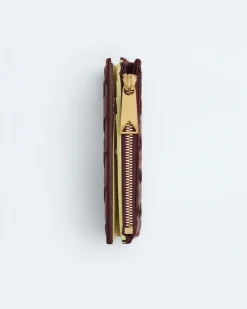Kleines Intrecciato Bi-Fold Portemonnaie-Bordeaux - Damen