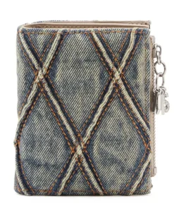 Kleines Portemonnaie aus gestepptem Argyle-Denim - Kleine Portemonnaies - Damen - Blau