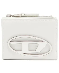 Kleines Portemonnaie aus Leder mit Logo-Plakette - Kleine Portemonnaies - Damen - Weiss