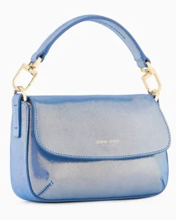 Kleine Tasche la Prima Soft aus glänzendem Nubuk Blau
