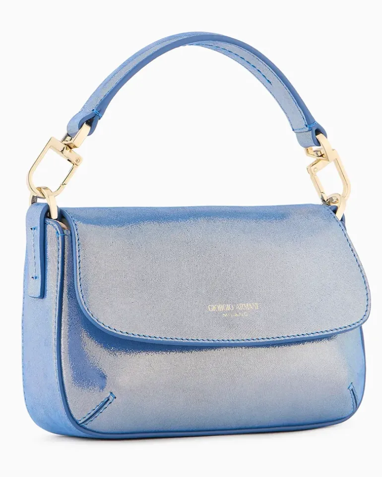 Kleine Tasche la Prima Soft aus glänzendem Nubuk Blau