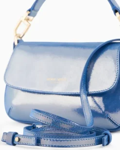 Kleine Tasche la Prima Soft aus glänzendem Nubuk Blau