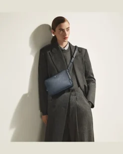 Kleine Umhängetasche aus Sartorial Leder - Tweed-Blau - Leder - MB220337 - Messenger Bags