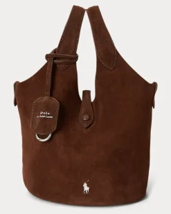 Kleine Wildleder-Tragetasche Polo Play Brown