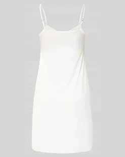 Knielanges Unterkleid in glänzendem Satin mit Picot-Besatz Offwhite
