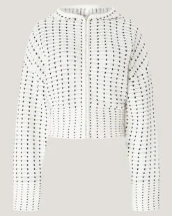 Knit bomber jacket with hood White