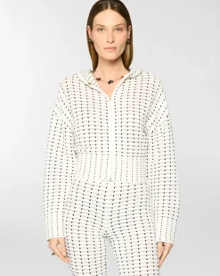 Knit bomber jacket with hood White