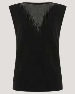 Knit top with see-through detail Black