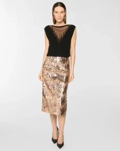Knit top with see-through detail Black