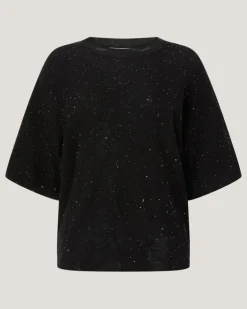 Knit T-shirt with micro sequins Black