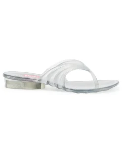 Künstlerisch gestaltete Flip-Flops aus Melflex - Sandalen - Damen - Silber