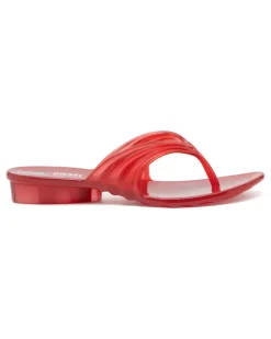 Künstlerisch gestaltete Flip-Flops aus Melflex - Sandalen - Damen - Rot