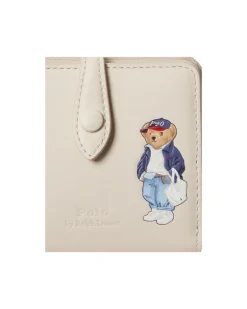 Kompakte Lederbrieftasche mit Polo Bear Cream
