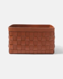 Korb Mondina Large aus Leder Braun