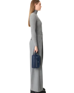 Kosmetik-Clutch aus Sartorial Leder - Tintenblau - MB131720 - Kulturtaschen