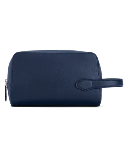 Kosmetik-Clutch aus Sartorial Leder - Tintenblau - MB131720 - Kulturtaschen
