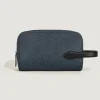 Kosmetik-Clutch aus Sartorial Leder - Tweed-Blau - Leder - MB220339 - Clutches