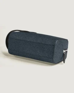 Kosmetik-Clutch aus Sartorial Leder - Tweed-Blau - Leder - MB220339 - Clutches